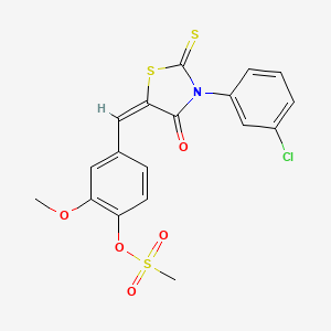 molecular formula C18H14ClNO5S3 B5056056 4-{[3-(3-chlorophenyl)-4-oxo-2-thioxo-1,3-thiazolidin-5-ylidene]methyl}-2-methoxyphenyl methanesulfonate 