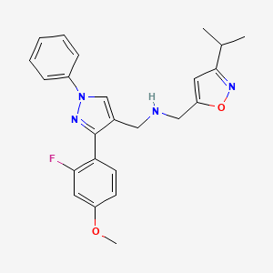 molecular formula C24H25FN4O2 B5056072 1-[3-(2-fluoro-4-methoxyphenyl)-1-phenyl-1H-pyrazol-4-yl]-N-[(3-isopropyl-5-isoxazolyl)methyl]methanamine 