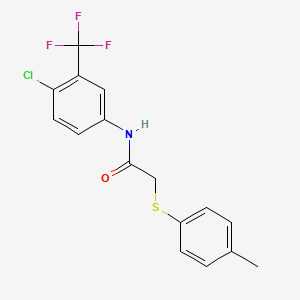 molecular formula C16H13ClF3NOS B5056084 N-[4-chloro-3-(trifluoromethyl)phenyl]-2-[(4-methylphenyl)thio]acetamide 