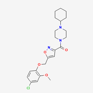 molecular formula C22H28ClN3O4 B5056090 1-({5-[(4-chloro-2-methoxyphenoxy)methyl]-3-isoxazolyl}carbonyl)-4-cyclohexylpiperazine 