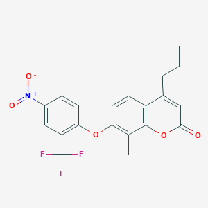 molecular formula C20H16F3NO5 B5056139 8-methyl-7-[4-nitro-2-(trifluoromethyl)phenoxy]-4-propyl-2H-chromen-2-one 