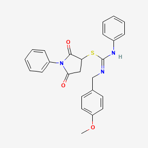 2,5-dioxo-1-phenyl-3-pyrrolidinyl N-(4-methoxybenzyl)-N'-phenylimidothiocarbamate