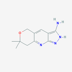 molecular formula C11H14N4O B505621 7,7-Dimethyl-1,5,7,8-tetrahydropyrano[4,3-b]pyrazolo[4,3-e]pyridin-3-amine CAS No. 331430-42-3