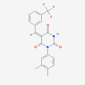 molecular formula C20H15F3N2O3 B5056226 1-(3,4-dimethylphenyl)-5-[3-(trifluoromethyl)benzylidene]-2,4,6(1H,3H,5H)-pyrimidinetrione 