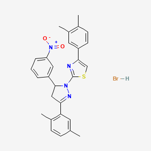 4-(3,4-dimethylphenyl)-2-[3-(2,5-dimethylphenyl)-5-(3-nitrophenyl)-4,5-dihydro-1H-pyrazol-1-yl]-1,3-thiazole hydrobromide