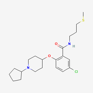 molecular formula C21H31ClN2O2S B5056246 5-chloro-2-[(1-cyclopentyl-4-piperidinyl)oxy]-N-[3-(methylthio)propyl]benzamide 
