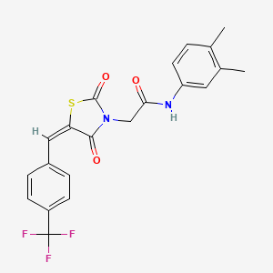 molecular formula C21H17F3N2O3S B5056266 N-(3,4-dimethylphenyl)-2-{2,4-dioxo-5-[4-(trifluoromethyl)benzylidene]-1,3-thiazolidin-3-yl}acetamide 