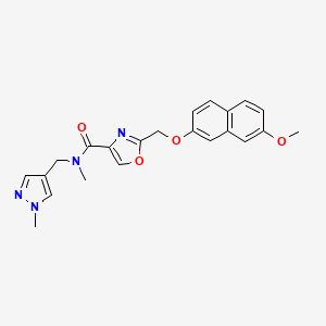 molecular formula C22H22N4O4 B5056300 2-{[(7-methoxy-2-naphthyl)oxy]methyl}-N-methyl-N-[(1-methyl-1H-pyrazol-4-yl)methyl]-1,3-oxazole-4-carboxamide 