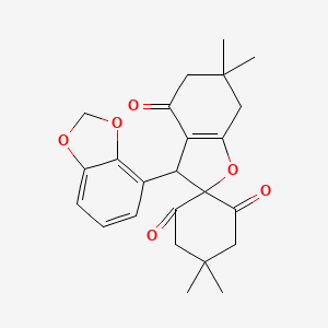 molecular formula C24H26O6 B5056312 3-(1,3-benzodioxol-4-yl)-4',4',6,6-tetramethyl-3,5,6,7-tetrahydro-2'H,4H,6'H-spiro[1-benzofuran-2,1'-cyclohexane]-2',4,6'-trione 