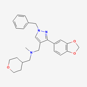 molecular formula C25H29N3O3 B5056324 1-[3-(1,3-benzodioxol-5-yl)-1-benzyl-1H-pyrazol-4-yl]-N-methyl-N-(tetrahydro-2H-pyran-4-ylmethyl)methanamine 