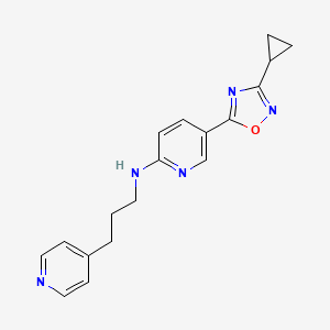 molecular formula C18H19N5O B5056331 5-(3-cyclopropyl-1,2,4-oxadiazol-5-yl)-N-[3-(4-pyridinyl)propyl]-2-pyridinamine 