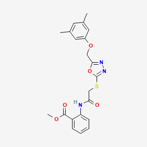 molecular formula C21H21N3O5S B5056376 methyl 2-{[({5-[(3,5-dimethylphenoxy)methyl]-1,3,4-oxadiazol-2-yl}thio)acetyl]amino}benzoate 