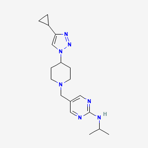 molecular formula C18H27N7 B5056421 5-{[4-(4-cyclopropyl-1H-1,2,3-triazol-1-yl)-1-piperidinyl]methyl}-N-isopropyl-2-pyrimidinamine trifluoroacetate 