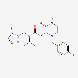molecular formula C21H28FN5O2 B5056446 2-[1-(4-fluorobenzyl)-3-oxo-2-piperazinyl]-N-isopropyl-N-[(1-methyl-1H-imidazol-2-yl)methyl]acetamide 