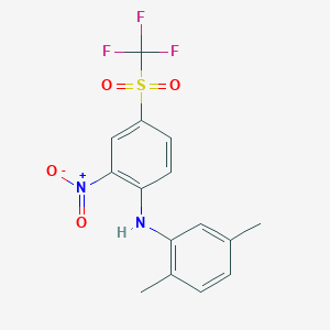 molecular formula C15H13F3N2O4S B5056451 (2,5-dimethylphenyl){2-nitro-4-[(trifluoromethyl)sulfonyl]phenyl}amine 