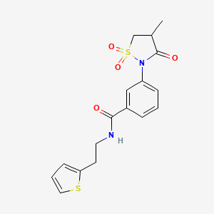 molecular formula C17H18N2O4S2 B5056467 3-(4-methyl-1,1-dioxido-3-oxo-2-isothiazolidinyl)-N-[2-(2-thienyl)ethyl]benzamide 