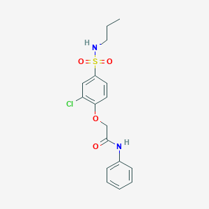 molecular formula C17H19ClN2O4S B5056478 2-{2-chloro-4-[(propylamino)sulfonyl]phenoxy}-N-phenylacetamide 