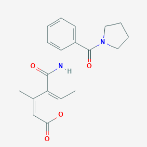 molecular formula C19H20N2O4 B505651 4,6-dimethyl-2-oxo-N-[2-(1-pyrrolidinylcarbonyl)phenyl]-2H-pyran-5-carboxamide 