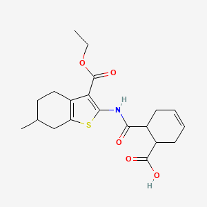 molecular formula C20H25NO5S B5056514 6-({[3-(ethoxycarbonyl)-6-methyl-4,5,6,7-tetrahydro-1-benzothien-2-yl]amino}carbonyl)-3-cyclohexene-1-carboxylic acid 
