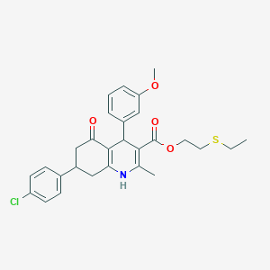 2-(ethylthio)ethyl 7-(4-chlorophenyl)-4-(3-methoxyphenyl)-2-methyl-5-oxo-1,4,5,6,7,8-hexahydro-3-quinolinecarboxylate