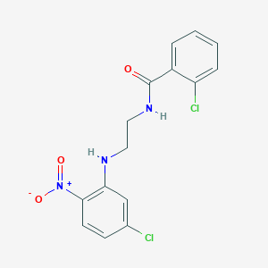 molecular formula C15H13Cl2N3O3 B5056556 2-chloro-N-{2-[(5-chloro-2-nitrophenyl)amino]ethyl}benzamide 