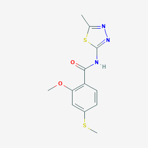 molecular formula C12H13N3O2S2 B505663 2-methoxy-4-(methylsulfanyl)-N-(5-methyl-1,3,4-thiadiazol-2-yl)benzamide CAS No. 349540-69-8
