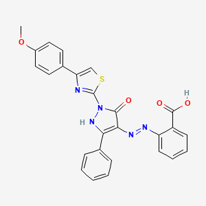 2-(2-{1-[4-(4-methoxyphenyl)-1,3-thiazol-2-yl]-5-oxo-3-phenyl-1,5-dihydro-4H-pyrazol-4-ylidene}hydrazino)benzoic acid