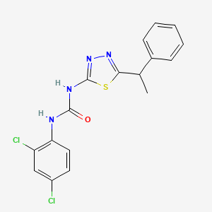molecular formula C17H14Cl2N4OS B5056790 N-(2,4-dichlorophenyl)-N'-[5-(1-phenylethyl)-1,3,4-thiadiazol-2-yl]urea 