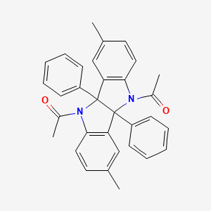 molecular formula C32H28N2O2 B5056802 5,10-diacetyl-3,8-dimethyl-4b,9b-diphenyl-4b,5,9b,10-tetrahydroindolo[3,2-b]indole 