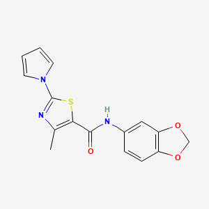 molecular formula C16H13N3O3S B5056864 N-1,3-benzodioxol-5-yl-4-methyl-2-(1H-pyrrol-1-yl)-1,3-thiazole-5-carboxamide 