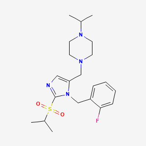 molecular formula C21H31FN4O2S B5056889 1-{[1-(2-fluorobenzyl)-2-(isopropylsulfonyl)-1H-imidazol-5-yl]methyl}-4-isopropylpiperazine 