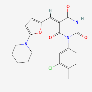 molecular formula C21H20ClN3O4 B5056903 1-(3-chloro-4-methylphenyl)-5-{[5-(1-piperidinyl)-2-furyl]methylene}-2,4,6(1H,3H,5H)-pyrimidinetrione 