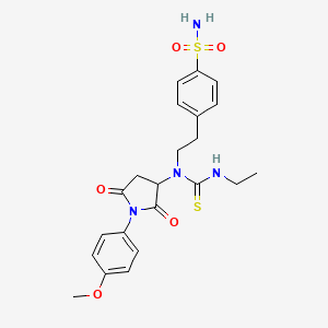 molecular formula C22H26N4O5S2 B5056923 4-(2-{[(ethylamino)carbonothioyl][1-(4-methoxyphenyl)-2,5-dioxo-3-pyrrolidinyl]amino}ethyl)benzenesulfonamide 