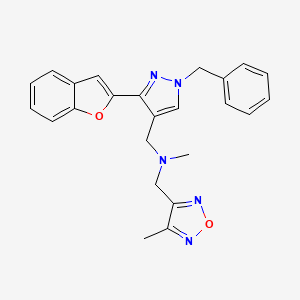 molecular formula C24H23N5O2 B5057005 1-[3-(1-benzofuran-2-yl)-1-benzyl-1H-pyrazol-4-yl]-N-methyl-N-[(4-methyl-1,2,5-oxadiazol-3-yl)methyl]methanamine 