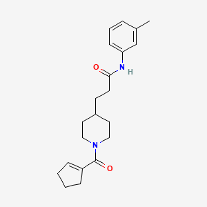 molecular formula C21H28N2O2 B5057059 3-[1-(1-cyclopenten-1-ylcarbonyl)-4-piperidinyl]-N-(3-methylphenyl)propanamide 
