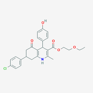 molecular formula C27H28ClNO5 B5057066 2-ethoxyethyl 7-(4-chlorophenyl)-4-(4-hydroxyphenyl)-2-methyl-5-oxo-1,4,5,6,7,8-hexahydro-3-quinolinecarboxylate 
