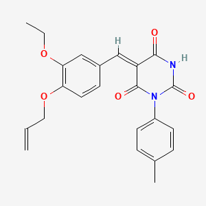 molecular formula C23H22N2O5 B5057071 5-[4-(allyloxy)-3-ethoxybenzylidene]-1-(4-methylphenyl)-2,4,6(1H,3H,5H)-pyrimidinetrione 