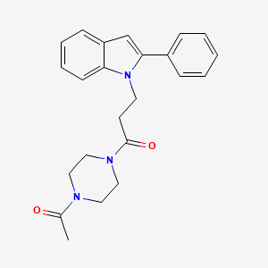 molecular formula C23H25N3O2 B5057093 1-[3-(4-acetyl-1-piperazinyl)-3-oxopropyl]-2-phenyl-1H-indole 