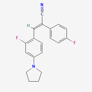 molecular formula C19H16F2N2 B5057128 2-(4-fluorophenyl)-3-[2-fluoro-4-(1-pyrrolidinyl)phenyl]acrylonitrile 