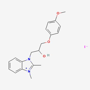 3-[2-hydroxy-3-(4-methoxyphenoxy)propyl]-1,2-dimethyl-1H-3,1-benzimidazol-3-ium iodide