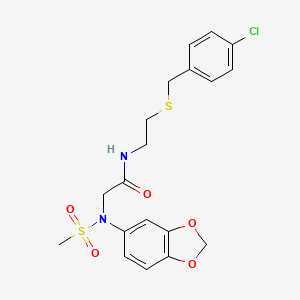 molecular formula C19H21ClN2O5S2 B5057204 N~2~-1,3-benzodioxol-5-yl-N~1~-{2-[(4-chlorobenzyl)thio]ethyl}-N~2~-(methylsulfonyl)glycinamide 