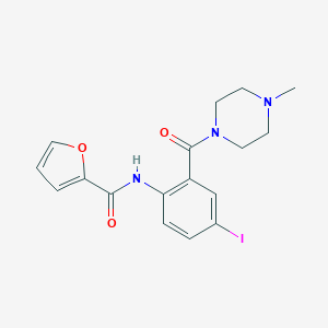 molecular formula C17H18IN3O3 B505721 N-{4-iodo-2-[(4-methyl-1-piperazinyl)carbonyl]phenyl}-2-furamide 