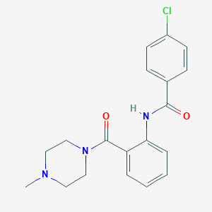 molecular formula C19H20ClN3O2 B505724 4-chloro-N-{2-[(4-methylpiperazin-1-yl)carbonyl]phenyl}benzamide 
