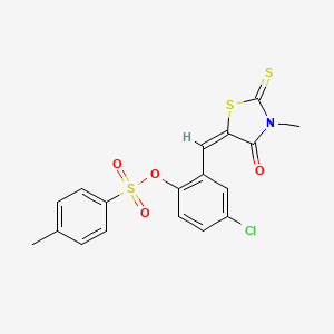 molecular formula C18H14ClNO4S3 B5057293 4-chloro-2-[(3-methyl-4-oxo-2-thioxo-1,3-thiazolidin-5-ylidene)methyl]phenyl 4-methylbenzenesulfonate 