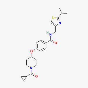 molecular formula C23H29N3O3S B5057300 4-{[1-(cyclopropylcarbonyl)-4-piperidinyl]oxy}-N-[(2-isopropyl-1,3-thiazol-4-yl)methyl]benzamide 