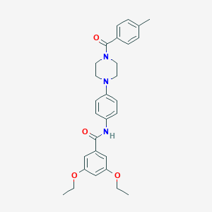 molecular formula C29H33N3O4 B505731 3,5-diethoxy-N-{4-[4-(4-methylbenzoyl)-1-piperazinyl]phenyl}benzamide 