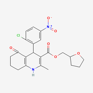 molecular formula C22H23ClN2O6 B5057325 tetrahydro-2-furanylmethyl 4-(2-chloro-5-nitrophenyl)-2-methyl-5-oxo-1,4,5,6,7,8-hexahydro-3-quinolinecarboxylate 