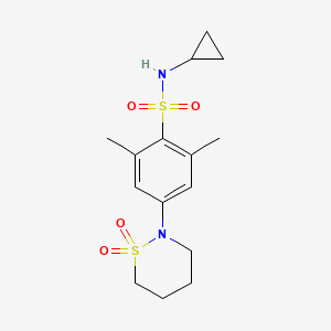 molecular formula C15H22N2O4S2 B5057356 N-cyclopropyl-4-(1,1-dioxido-1,2-thiazinan-2-yl)-2,6-dimethylbenzenesulfonamide 