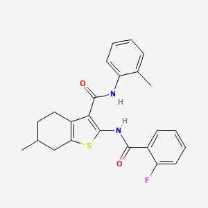 molecular formula C24H23FN2O2S B5057357 2-[(2-fluorobenzoyl)amino]-6-methyl-N-(2-methylphenyl)-4,5,6,7-tetrahydro-1-benzothiophene-3-carboxamide 