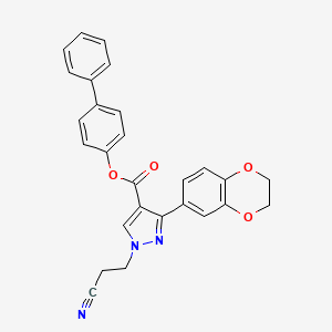 molecular formula C27H21N3O4 B5057411 4-biphenylyl 1-(2-cyanoethyl)-3-(2,3-dihydro-1,4-benzodioxin-6-yl)-1H-pyrazole-4-carboxylate 